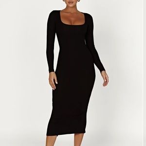Meshki Sierra Scoop Neck Long Sleeve Midi Dress